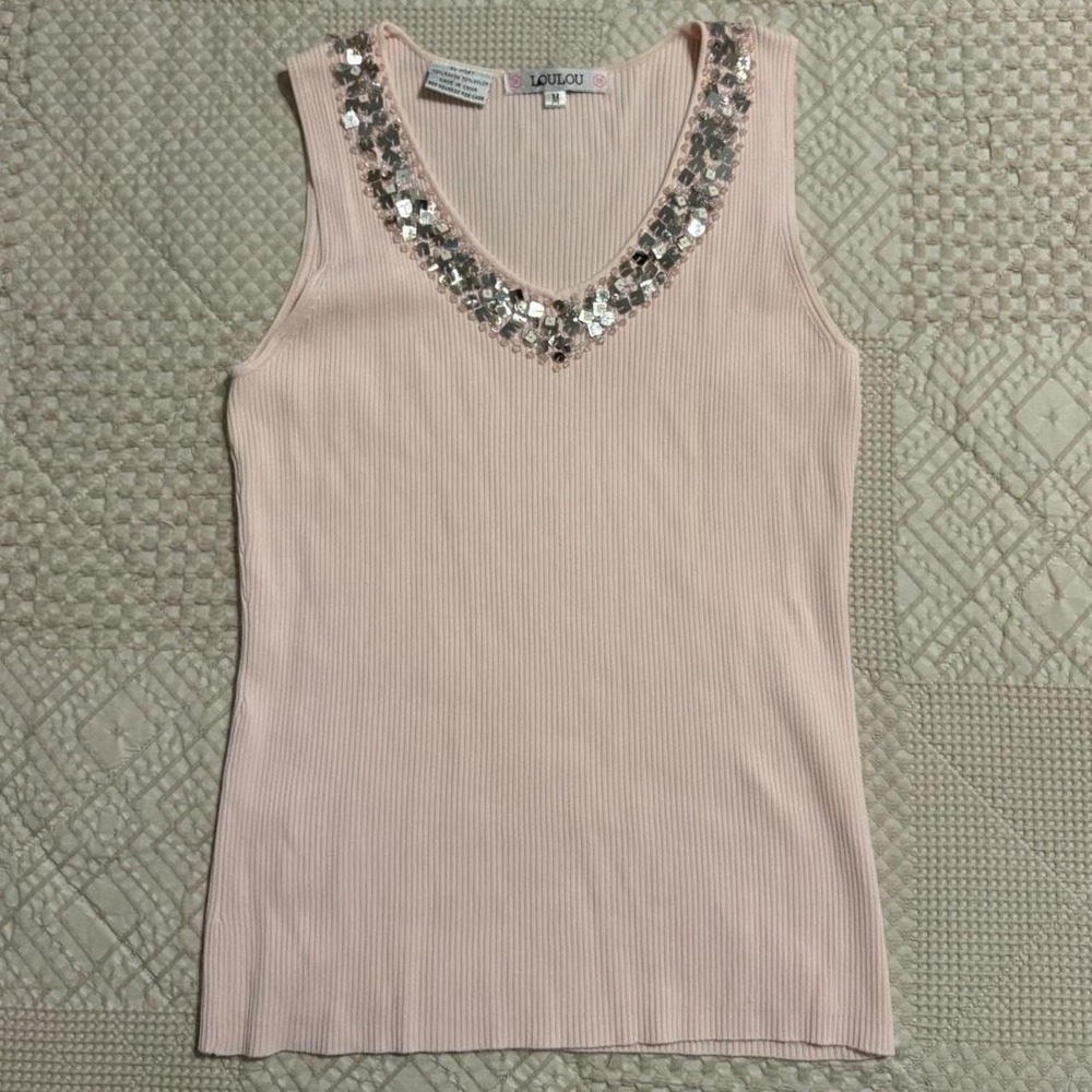 Y2K Baby Pink sequin tank top